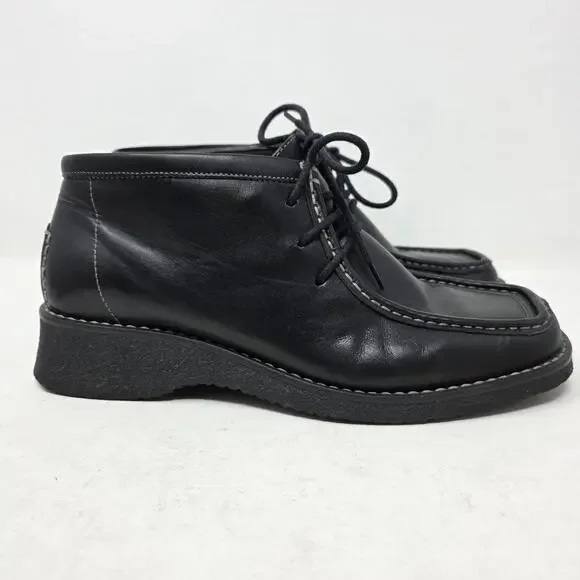 Vintage Bass Womens Toren / Wallabee / Chukka Boot Black Leather Size 8 M - Picture 4 of 12